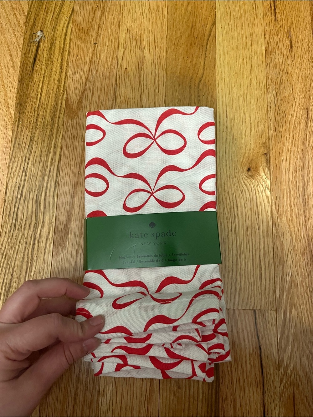 kate spade red ribbon loop cloth napkins